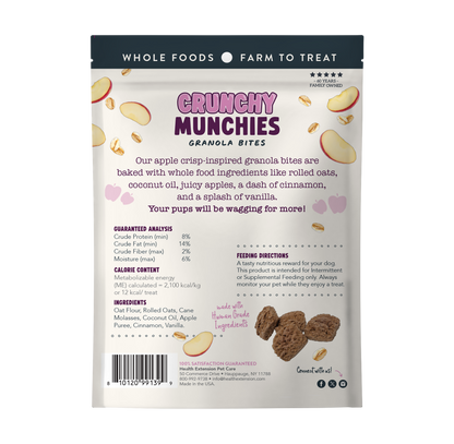 Back packaging view of Health Extension Crunchy Munchies Granola Bites - Appley Crisp