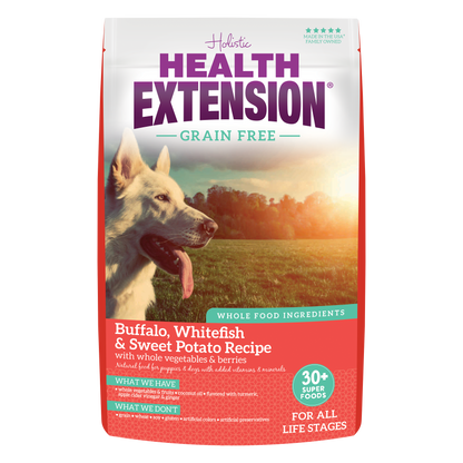 Health Extension Grain Free Buffalo, Whitefish & Sweet Potato Recipe dog food