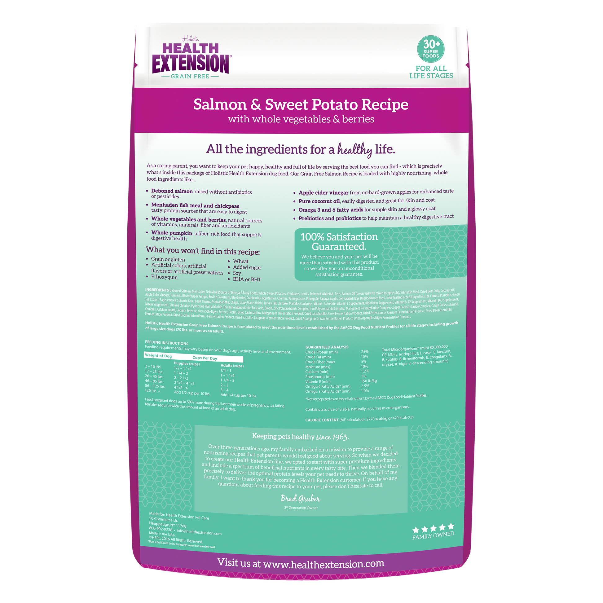 Back of Grain-Free Salmon & Sweet Potato Recipe bag