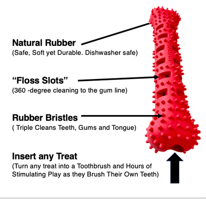 Natural Rubber Bone Oral Care Toy for Dogs - 25 lb & Under product information graphic 2
