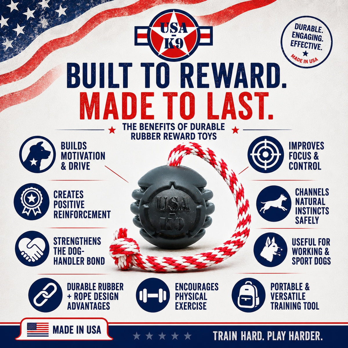 SodaPup USA-K9 Magnum Stars and Stripes rubber toy feature image