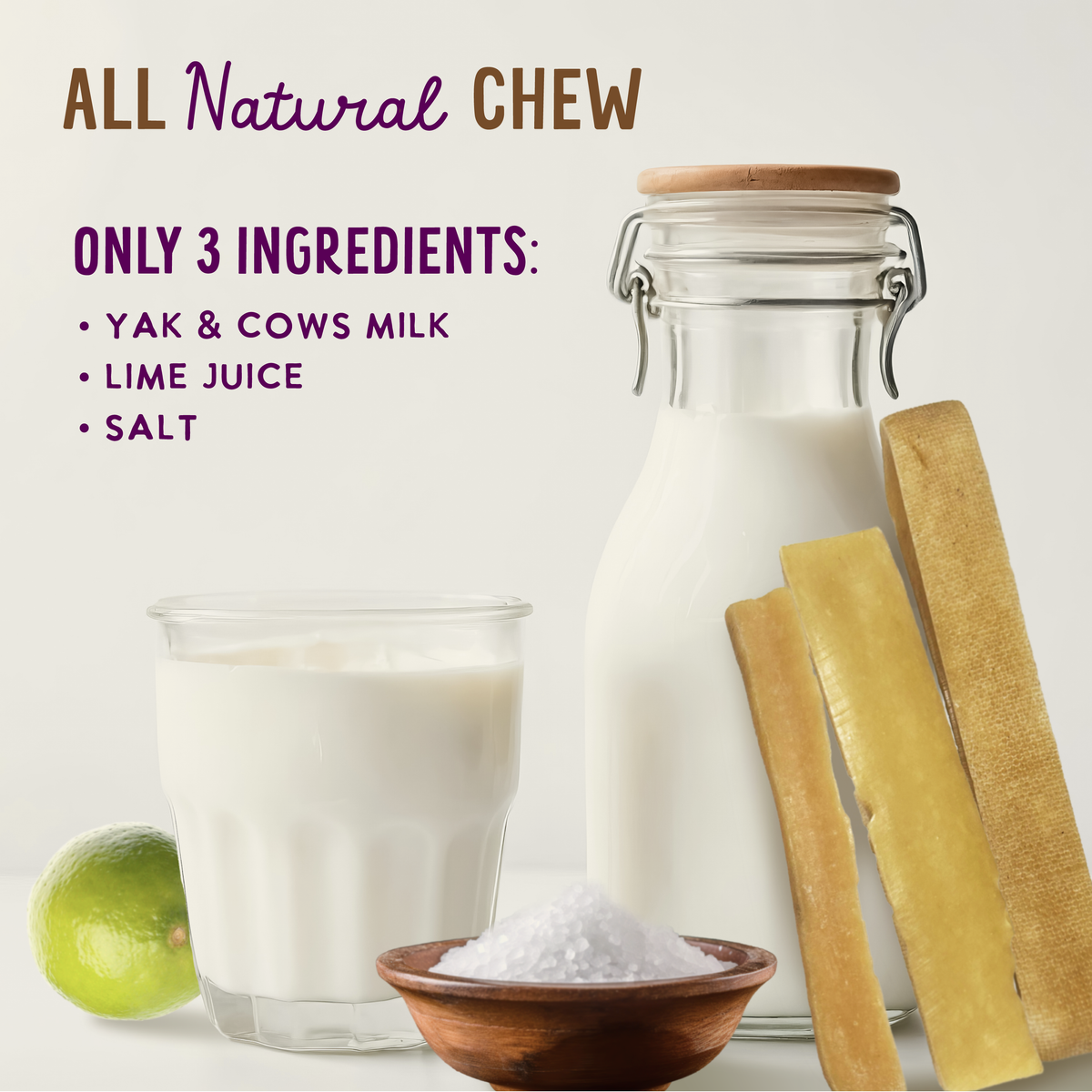 Health Extension Yak Cheese Chew product benefits graphic