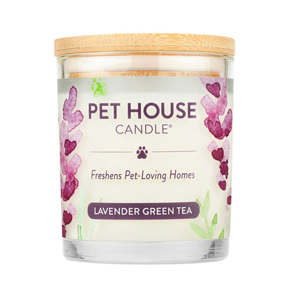 Front view of Lavender Green Tea Candle by One Fur All