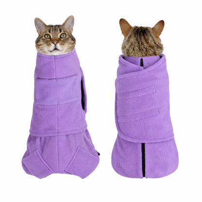 Vistas frontal y posterior del Home Cat Wrap lavanda