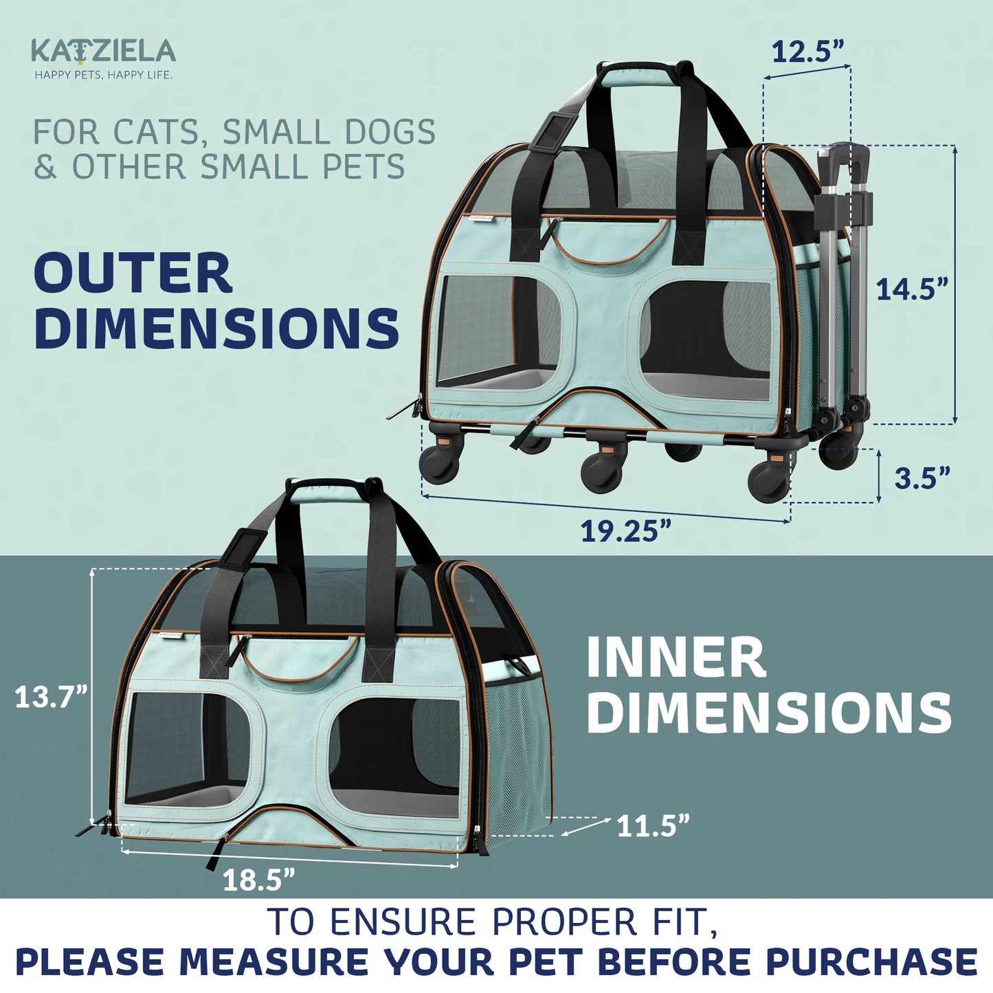 Luxury Rider Rolling Pet Carrier
