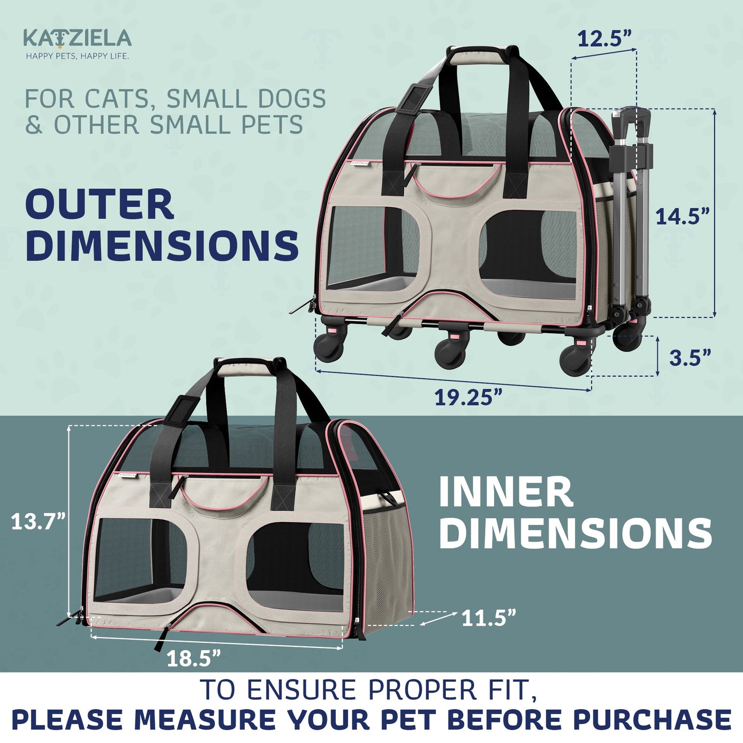 Luxury Rider Rolling Pet Carrier