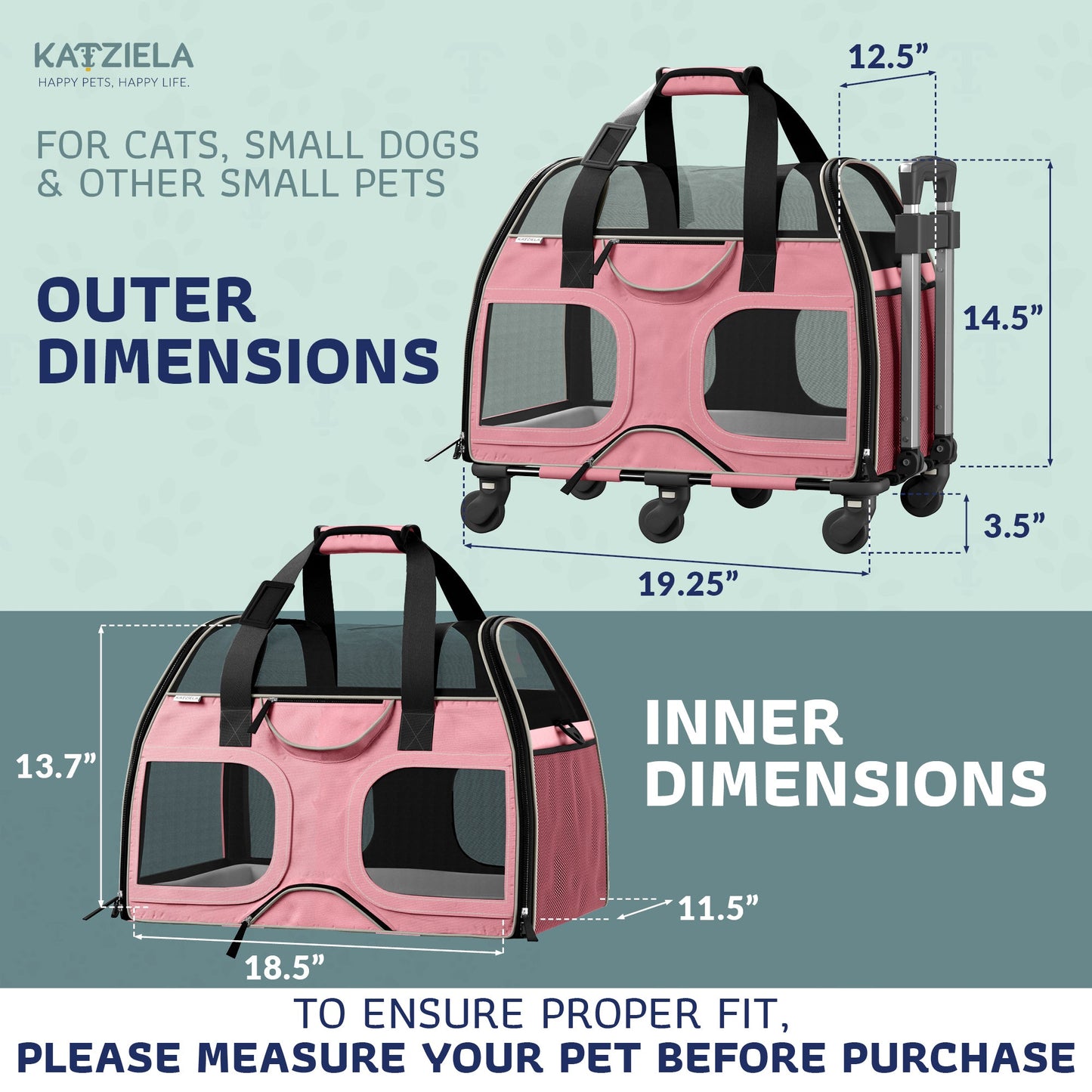 Luxury Rider Rolling Pet Carrier