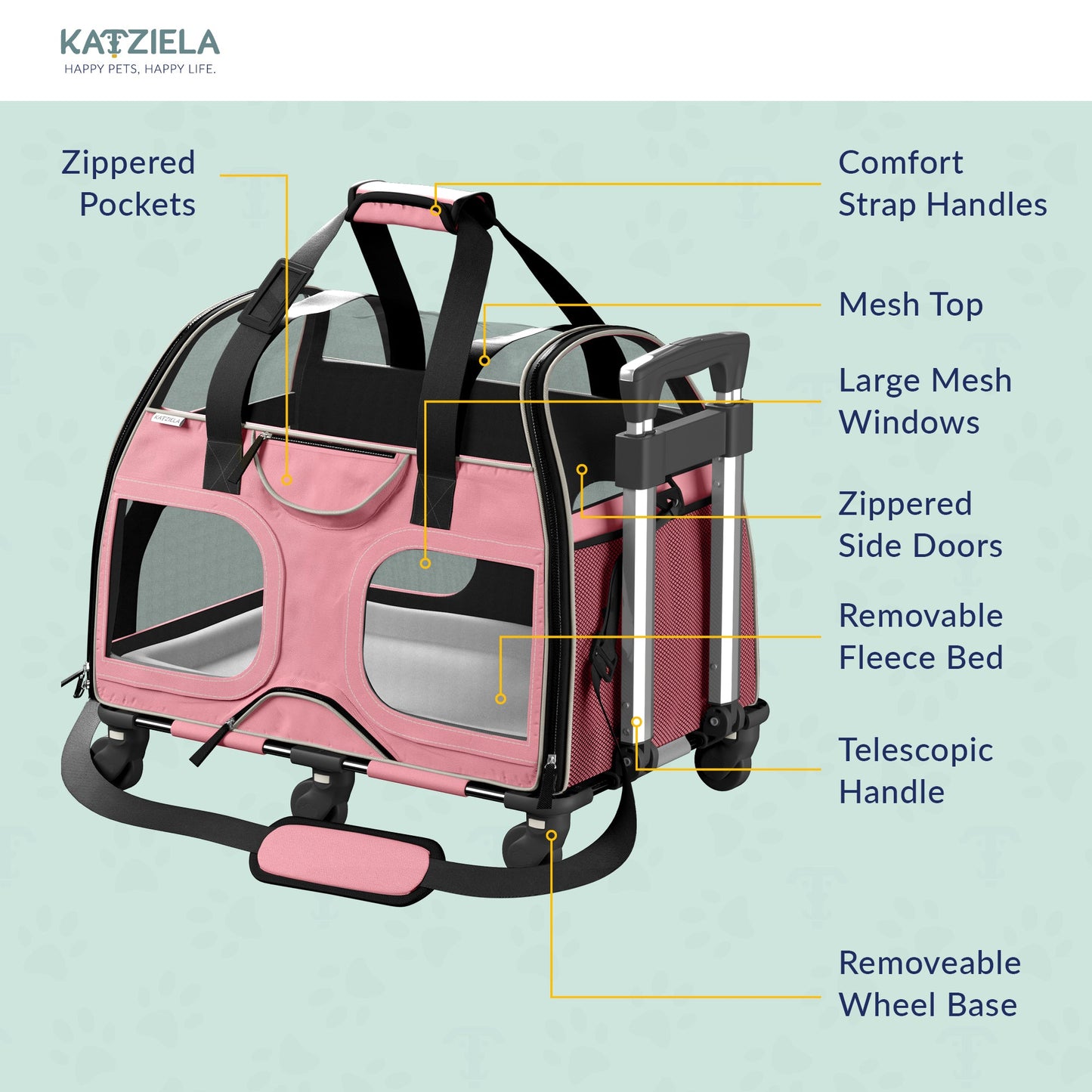 Luxury Rider Rolling Pet Carrier