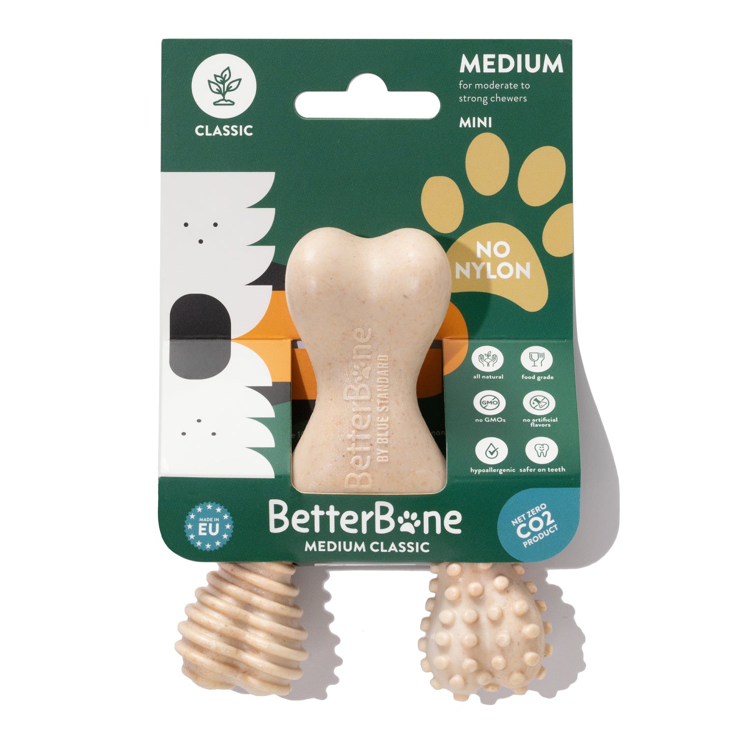 BetterBone dog toy packaging with a bone-shaped product on a white background