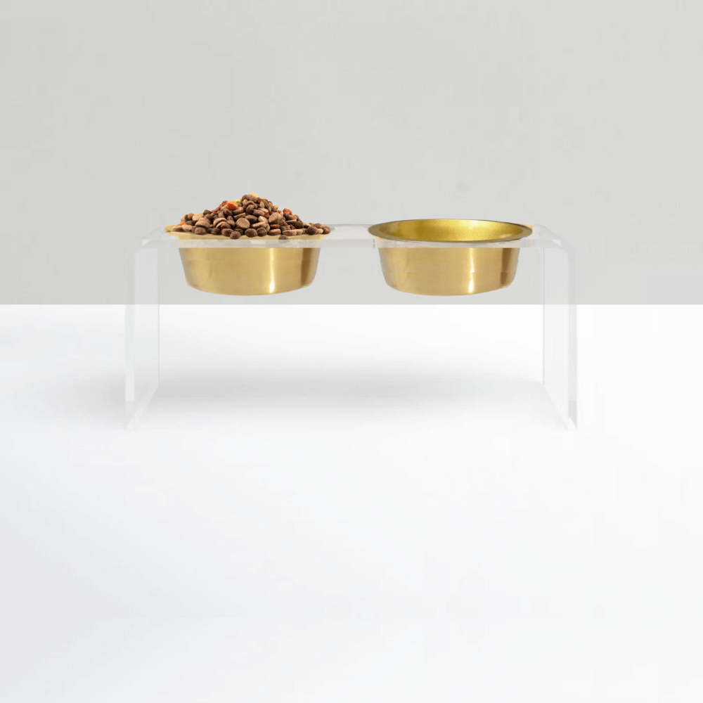 Medium Gold Elevated Pet Feeder product view