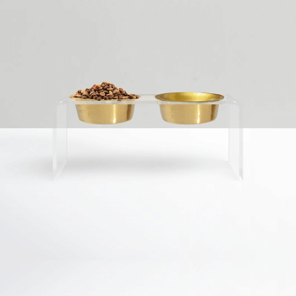 Medium Gold Elevated Pet Feeder product view
