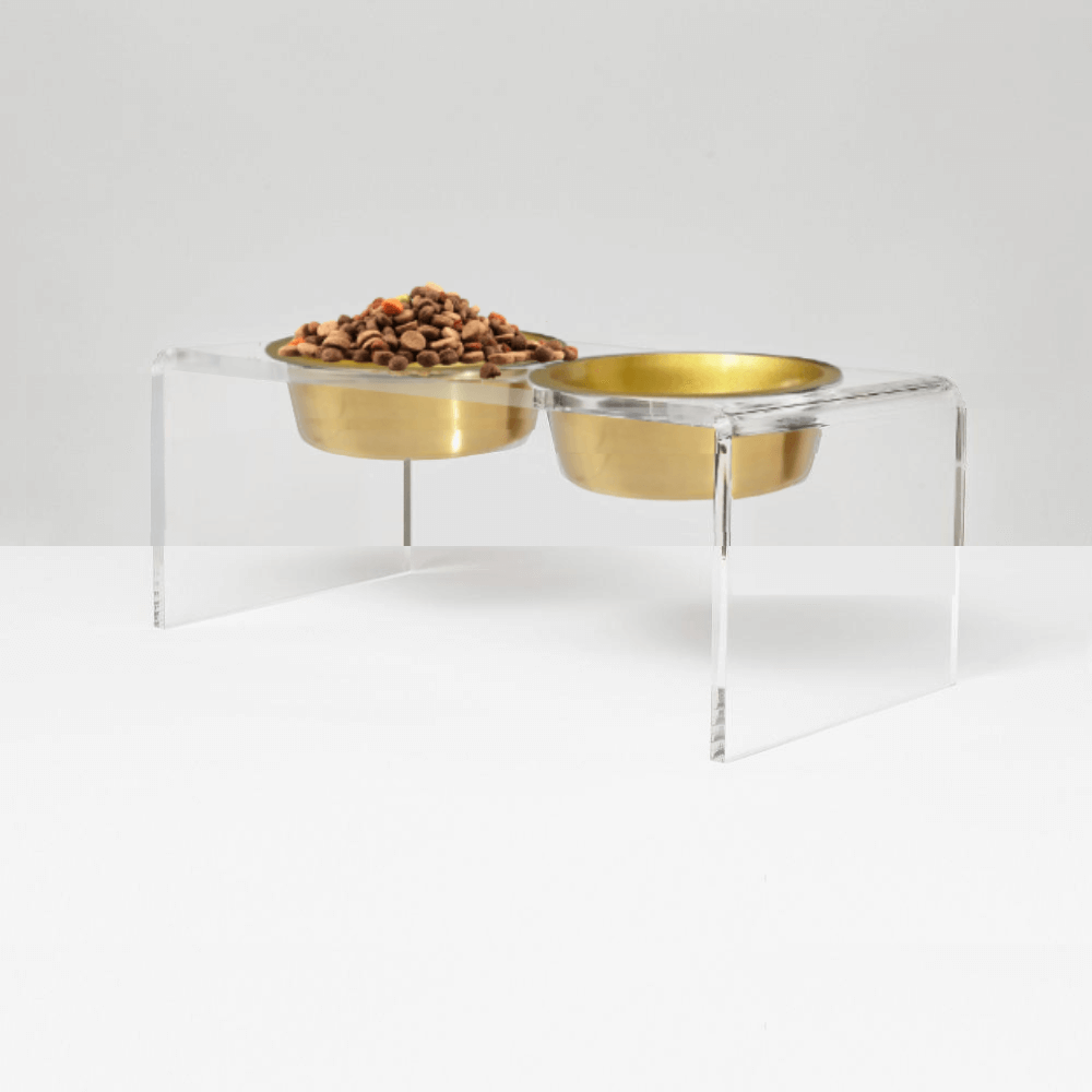 Hiddin Medium Gold designer dog feeder