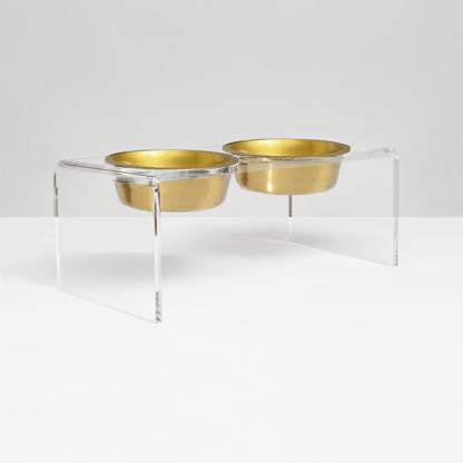 Hiddin Medium Gold raised pet feeder