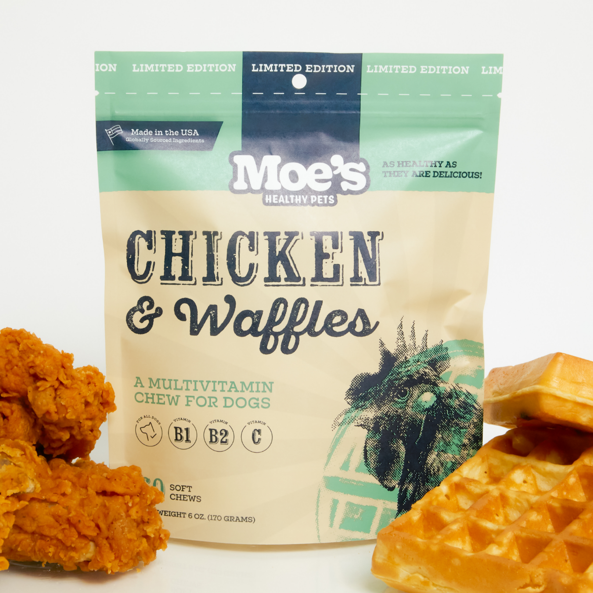 Moe's Healthy Pets Chicken & Waffles Chews for dogs