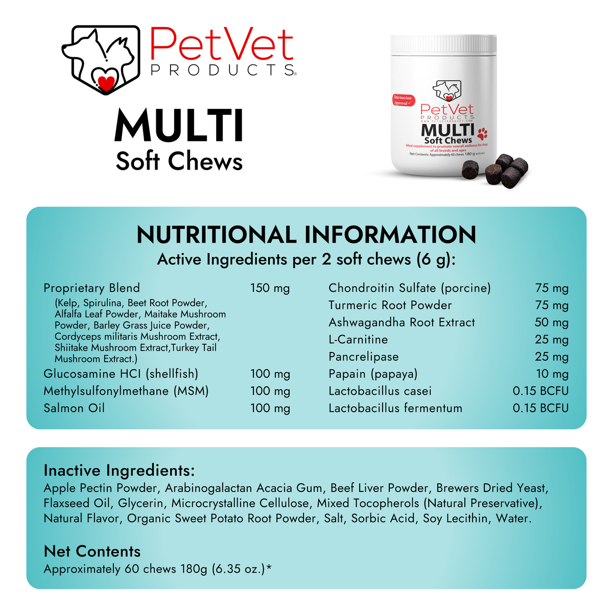Imagen de características de Pet Vet Products® Premios blandos multifunción para perros - 60 unidades, 6 de 6