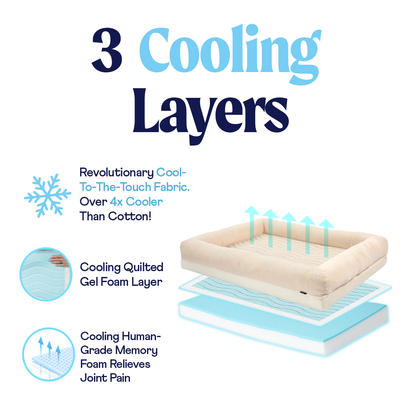 Gráfico informativo de PupChill™ Cooling 4-Bolster Dog Bed - Arctic Sand, vista 4