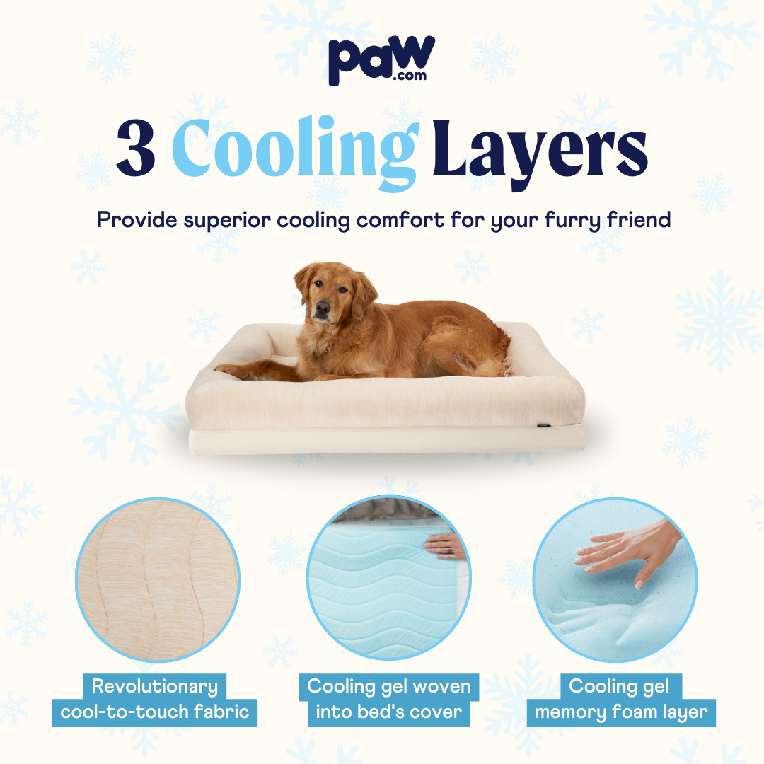Gráfico informativo de PupChill™ Cooling 4-Bolster Dog Bed - Arctic Sand, vista 3