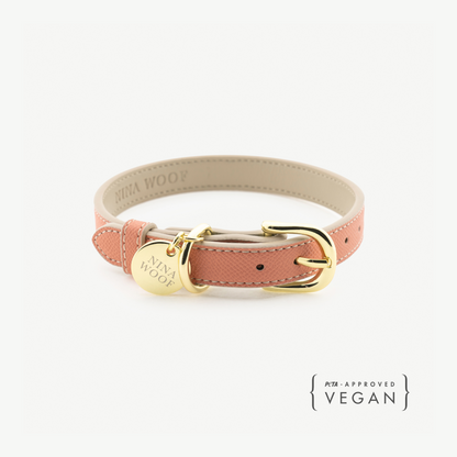 Nina Woof Rio Vegan Leather Dog Collar in Peach