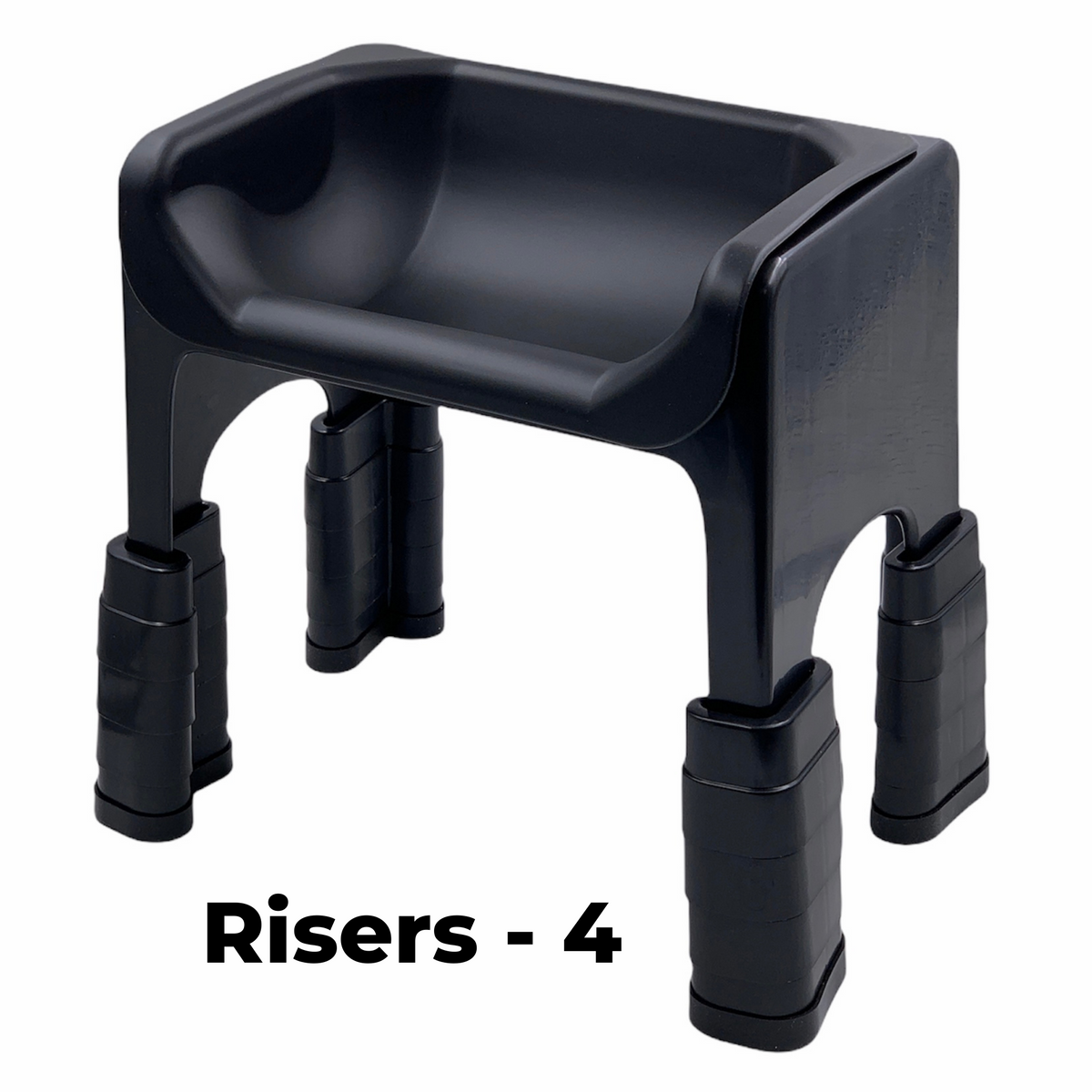 Black Fluff Trough shown with four lift pieces installed.
