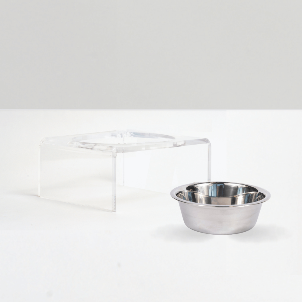 Silver bowl removed from the clear feeder