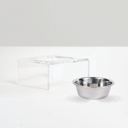 Silver bowl removed from the clear feeder