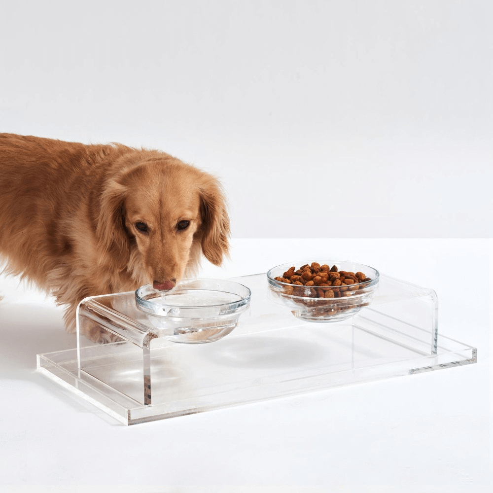 Clear Double Glass Bowl Feeder