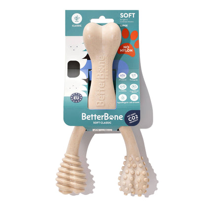 BetterBone soft dog chew toy with packaging on a white background