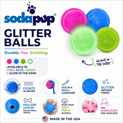 Additional view of Glow-in-the-Dark Glitter Ball Dog Toy - 2 Pack — view 4