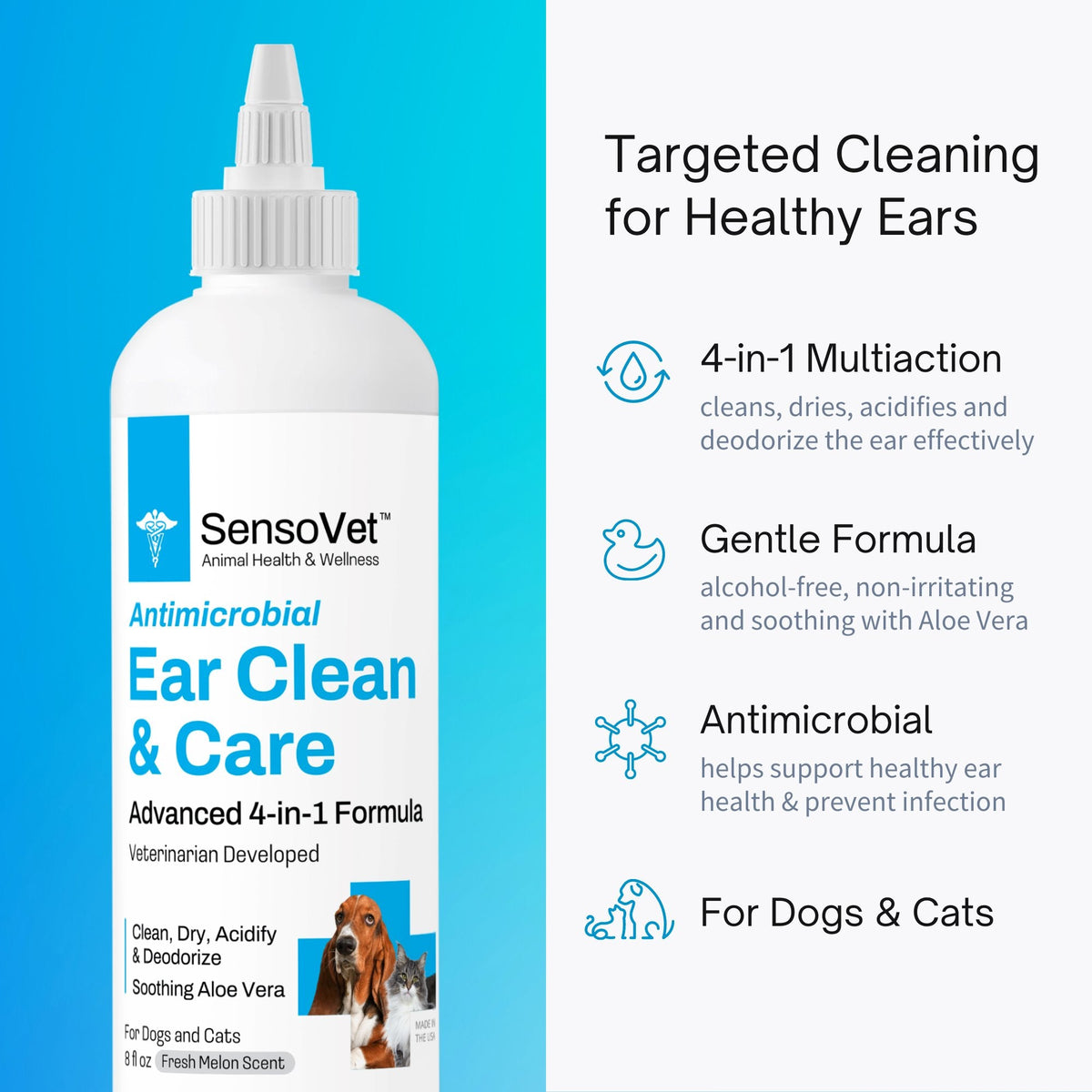 Antimicrobial Ear Clean & Care Solution for Dogs & Cats - 8 oz product detail 2
