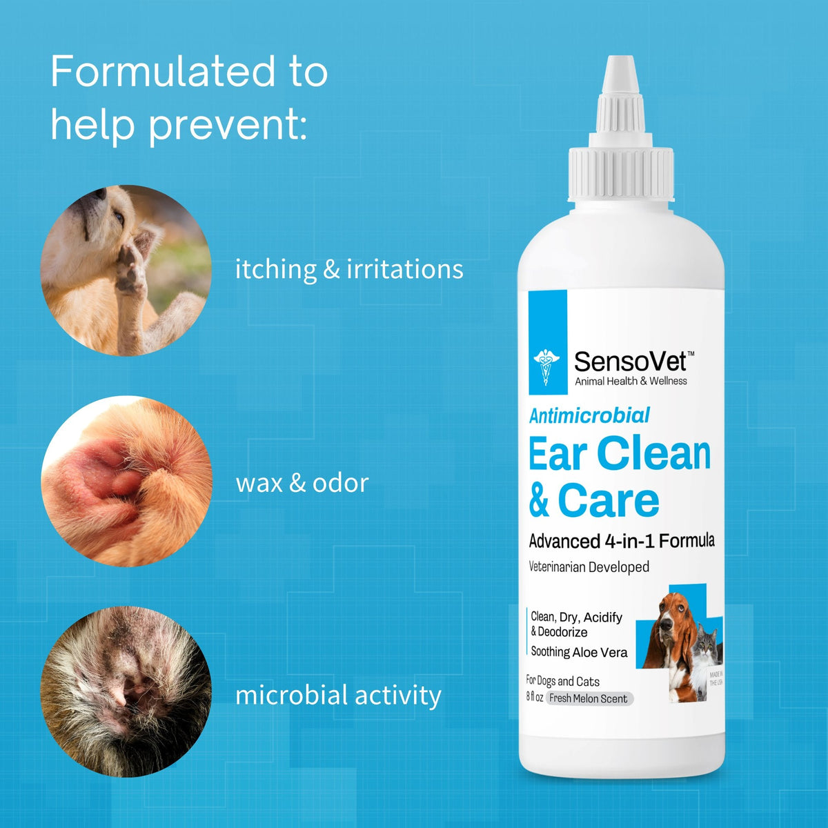 Antimicrobial Ear Clean & Care Solution for Dogs & Cats - 8 oz product detail 3