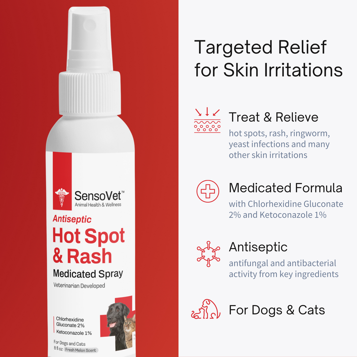 Antiseptic Hot Spot & Rash Spray for Dogs & Cats - 8 oz by SensoVet - product detail image 2