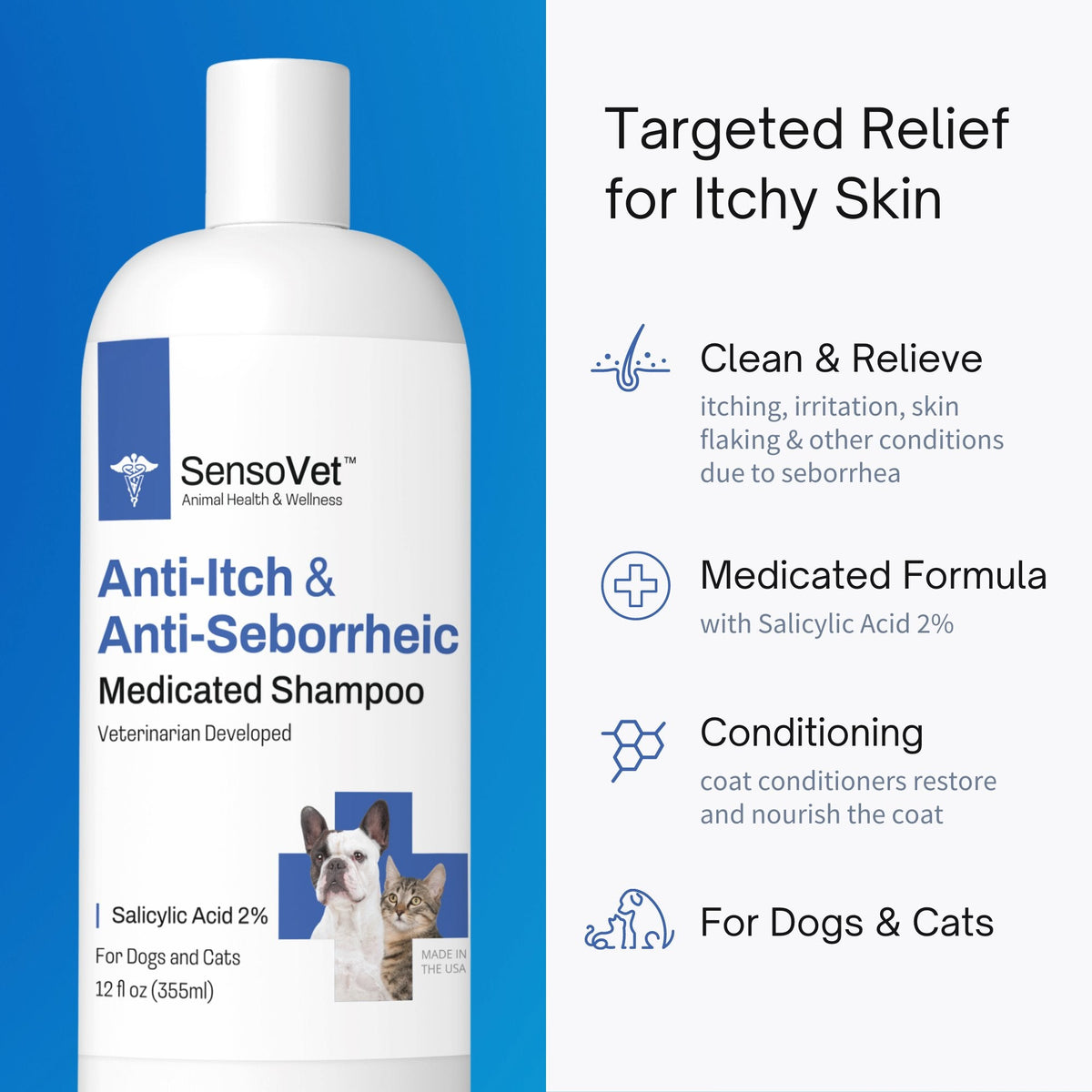 Anti-Seborrheic & Anti-Itch Shampoo for Dogs & Cats - 12 oz by SensoVet - product detail image 2