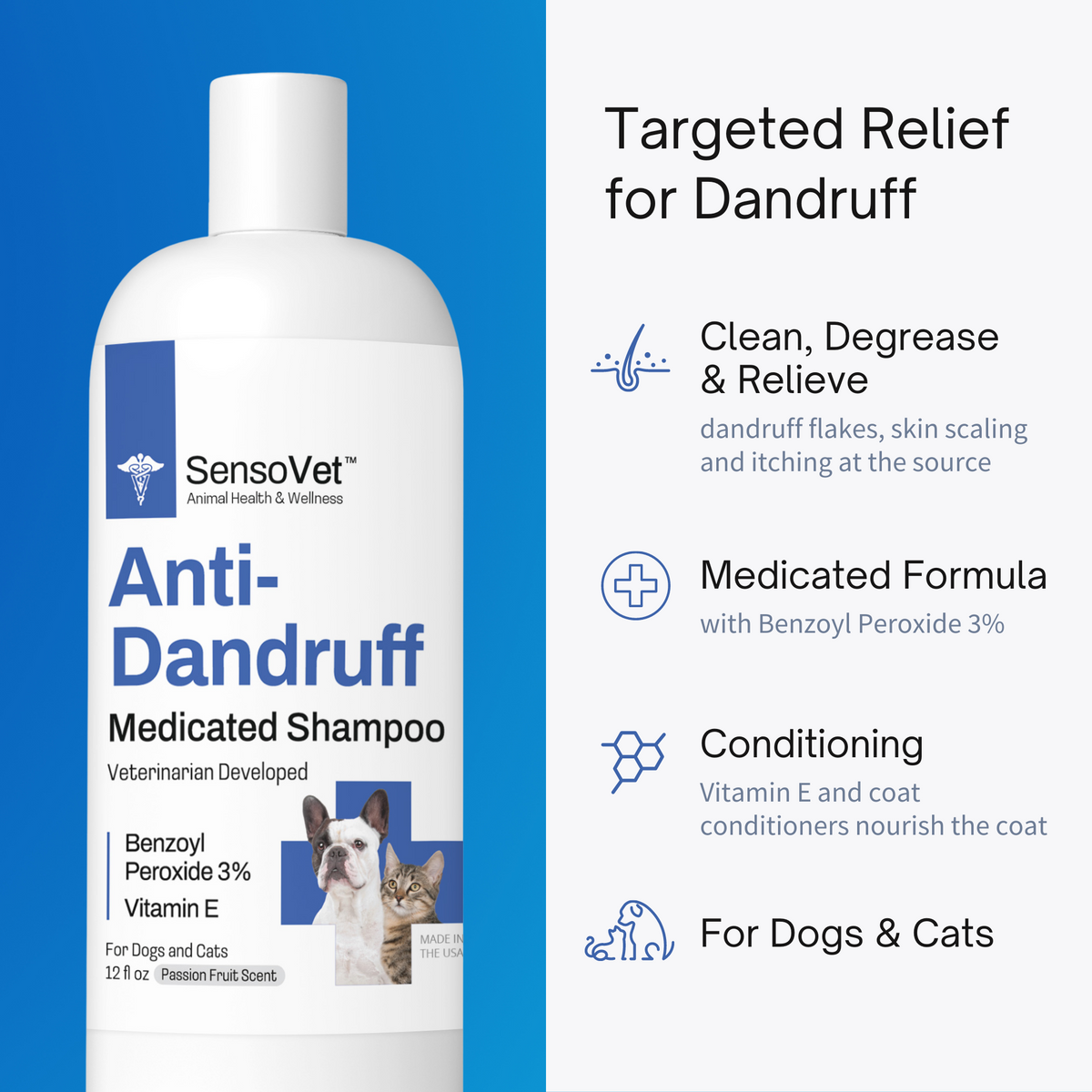 Anti-Dandruff Shampoo for Dogs & Cats - 12 oz by SensoVet - product detail image 2