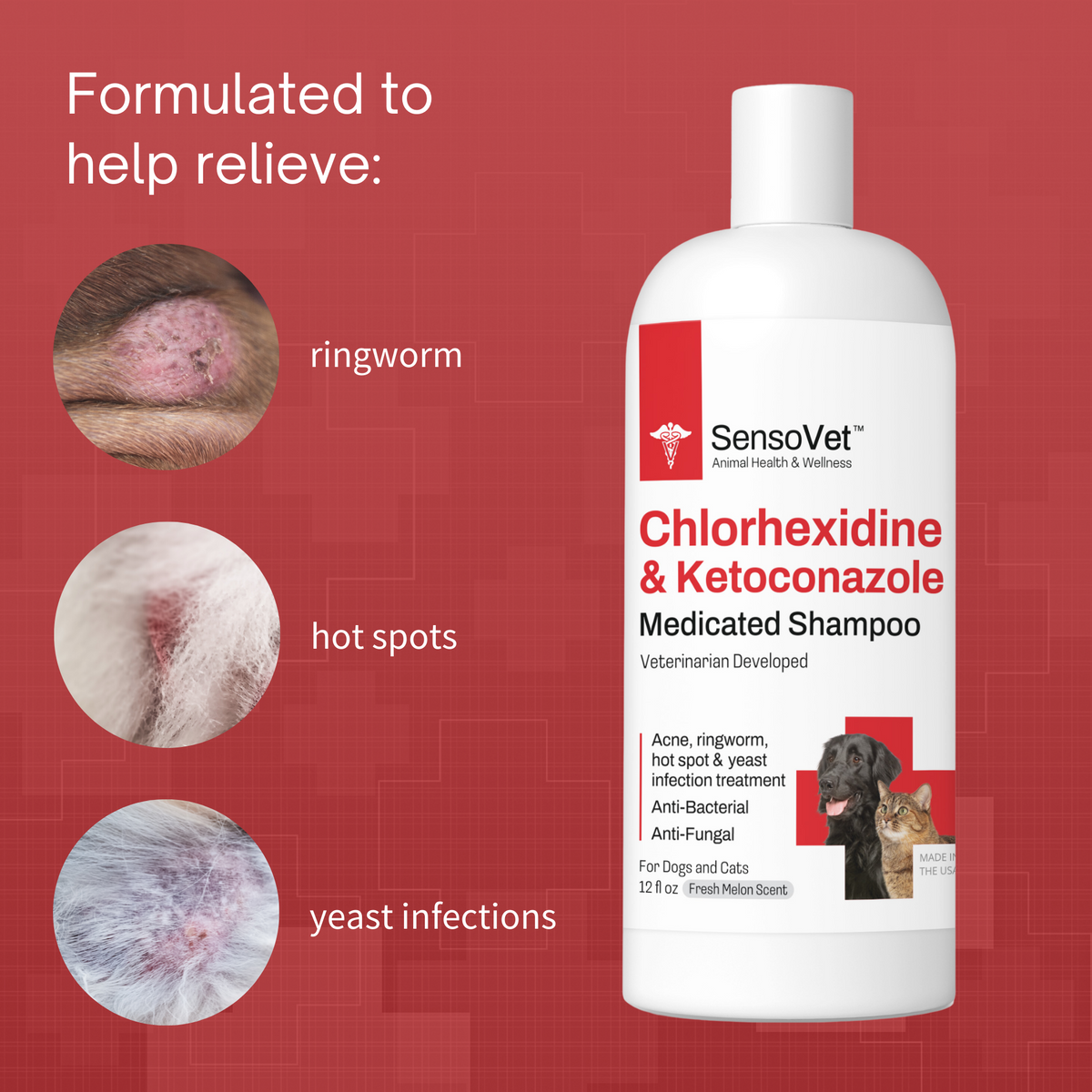 Chlorhexidine & Ketoconazole Shampoo for Dogs & Cats - 12 oz by SensoVet - product detail image 3