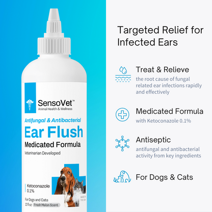 Medicated Ear Flush for Dogs & Cats - 12 oz by SensoVet - product detail image 2