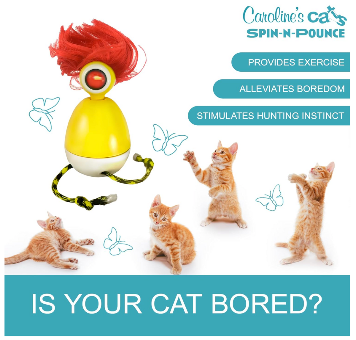Spin-N-Pounce Rechargeable Interactive Cat Toy product feature graphic
