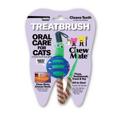 Oral Care Floss & Treat Toothbrush Toy for Cats - Single