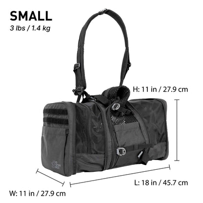 Sky Pack Small carrier dimensions graphic: 18 x 11 x 11 inches.