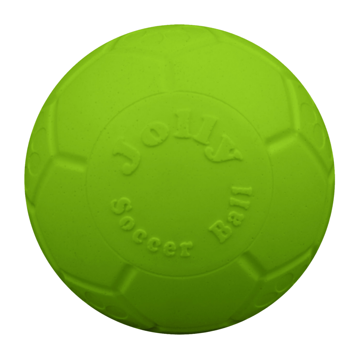 Green soccer ball with 'Jolly' branding on a transparent background
