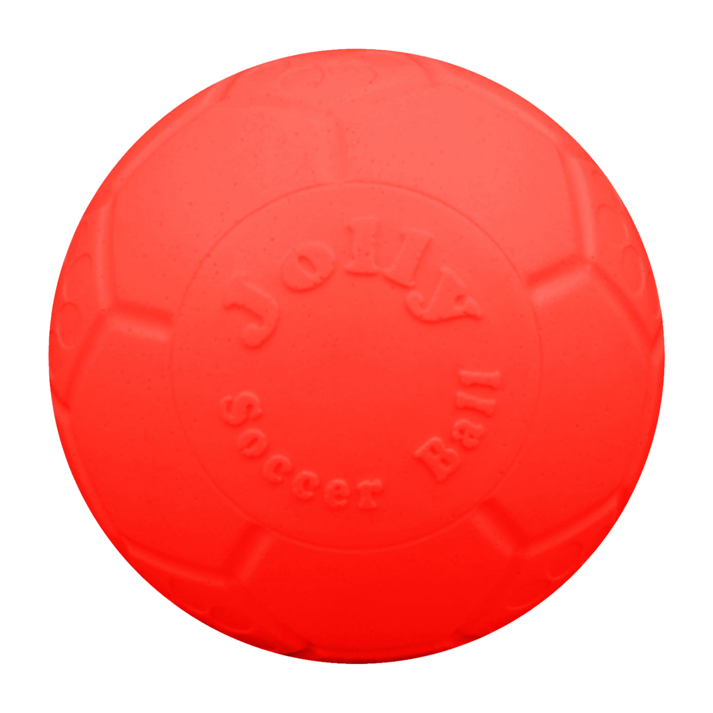 Red soccer ball with 'Jolly' branding on a transparent background