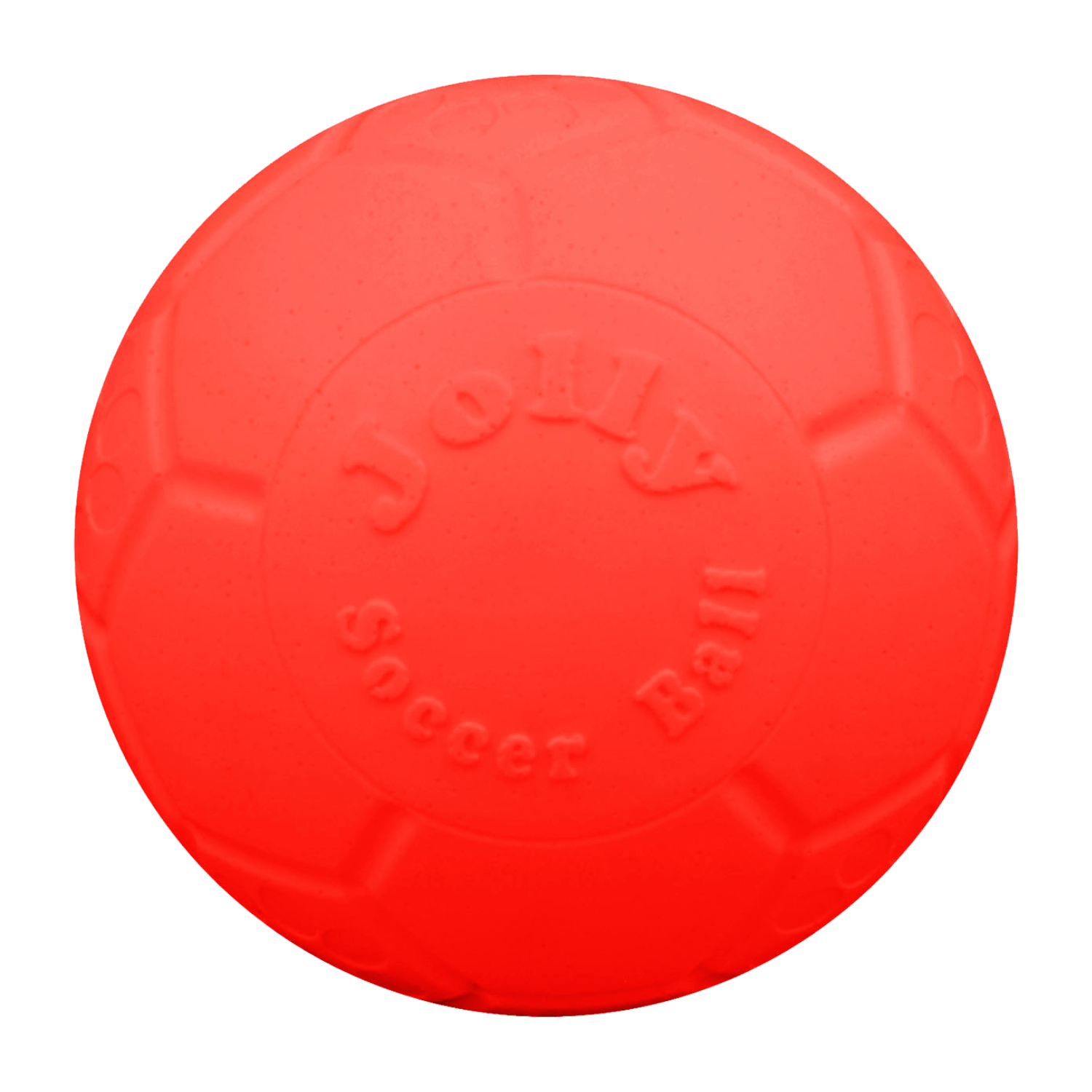 Red soccer ball with 'Jolly' branding on a transparent background