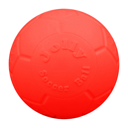 Red soccer ball with 'Jolly' branding on a transparent background