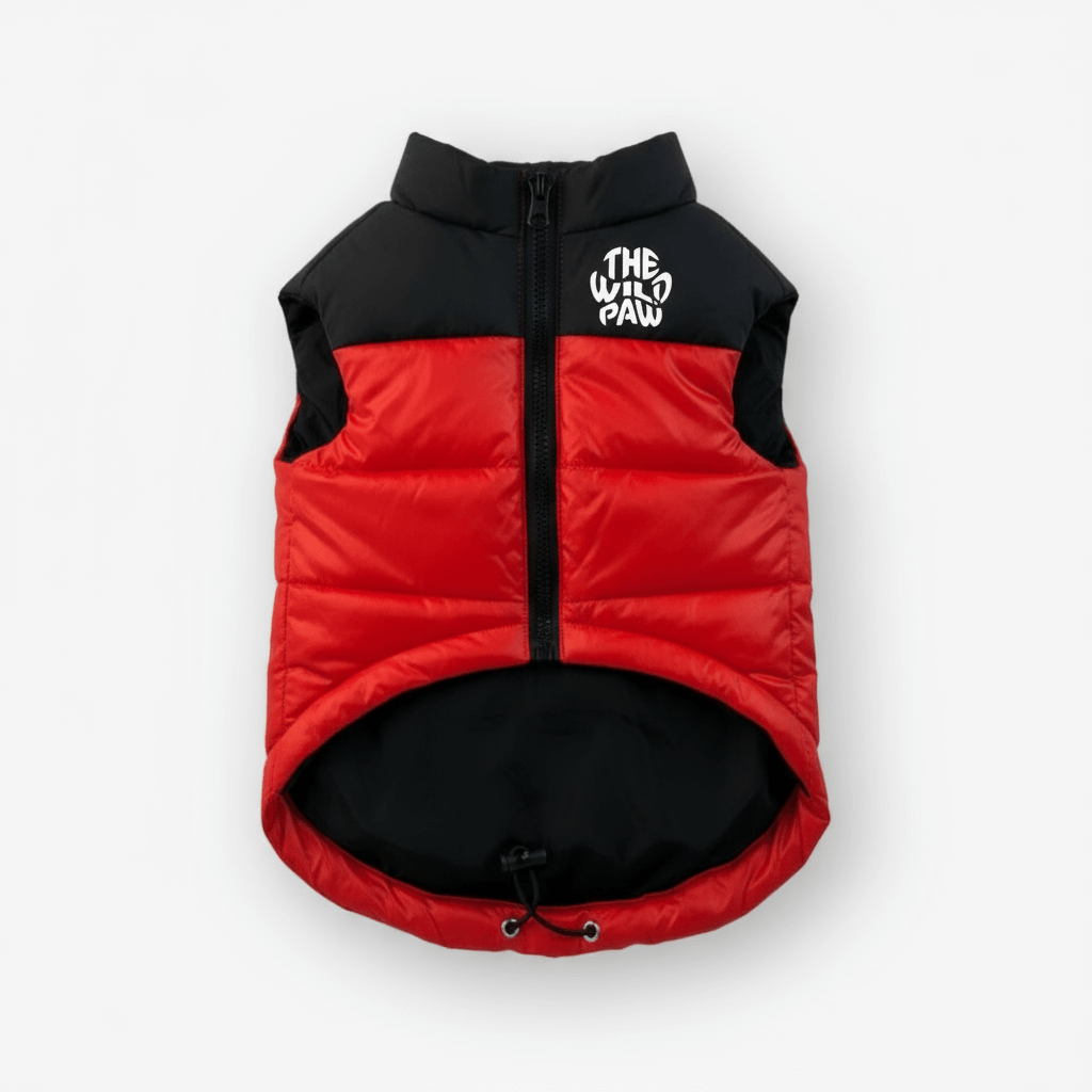 ThermaPuffer Vest in Fiery Red and Black, front view