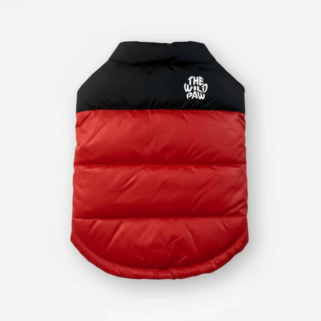 ThermaPuffer Vest in Fiery Red and Black, alternate rear view