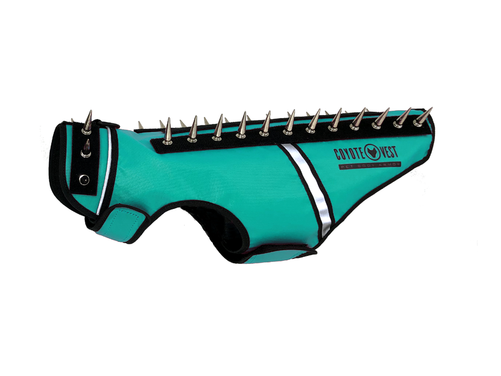 SpikeVest Protective Dog Vest turquoise view