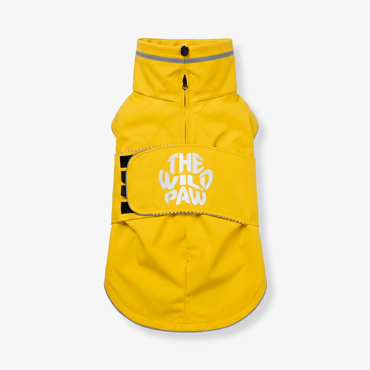 Impermeable WildGuard amarillo para perros con panel ajustable en la cintura