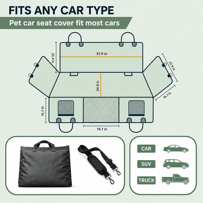Lifestyle view of Large Waterproof Dog Back Seat Cover with Mesh Window in use