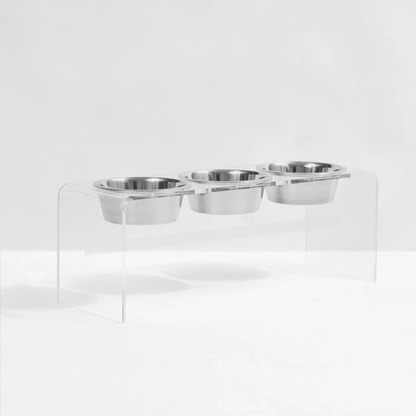 Tall clear triple silver feeder on white