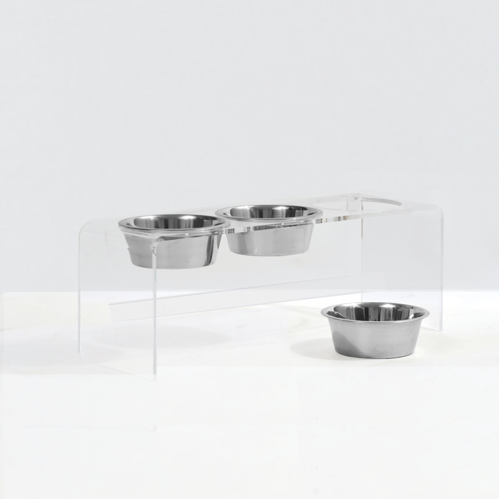 Silver bowl removed from the clear triple feeder