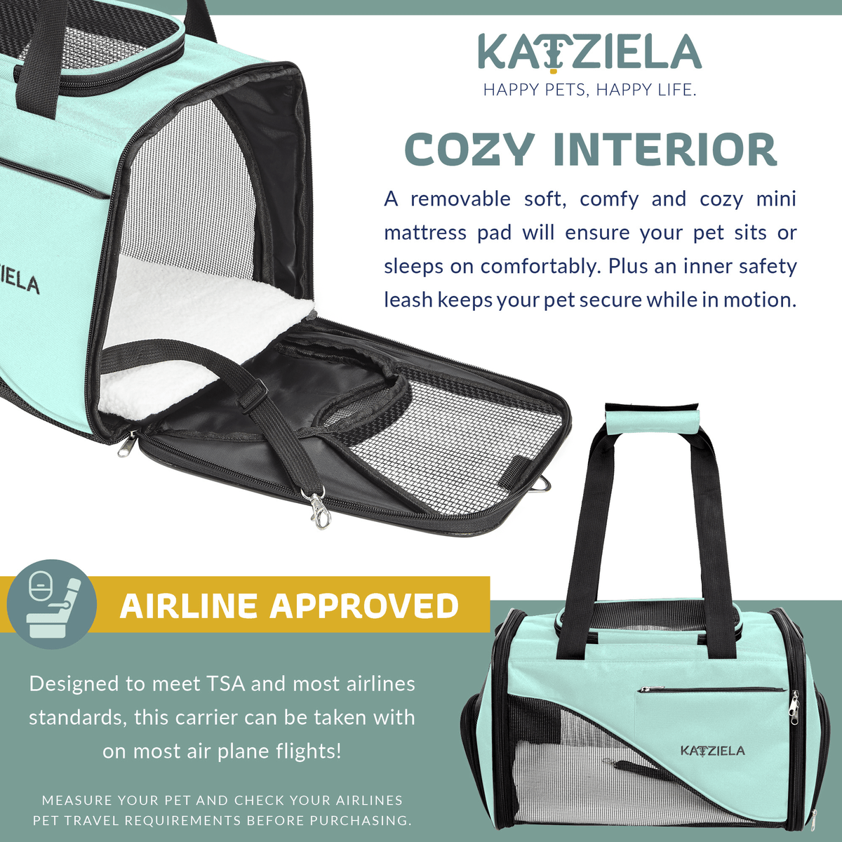 Safari Sleeper Pet Carrier product information graphic
